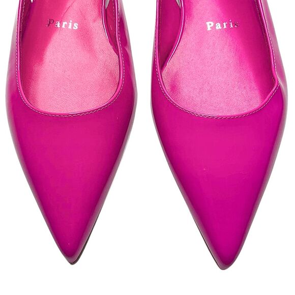 Christian Louboutin Hot Chickita Slingback Flats Fuchsia Pink Leather 36.5 - Picture 3 of 10